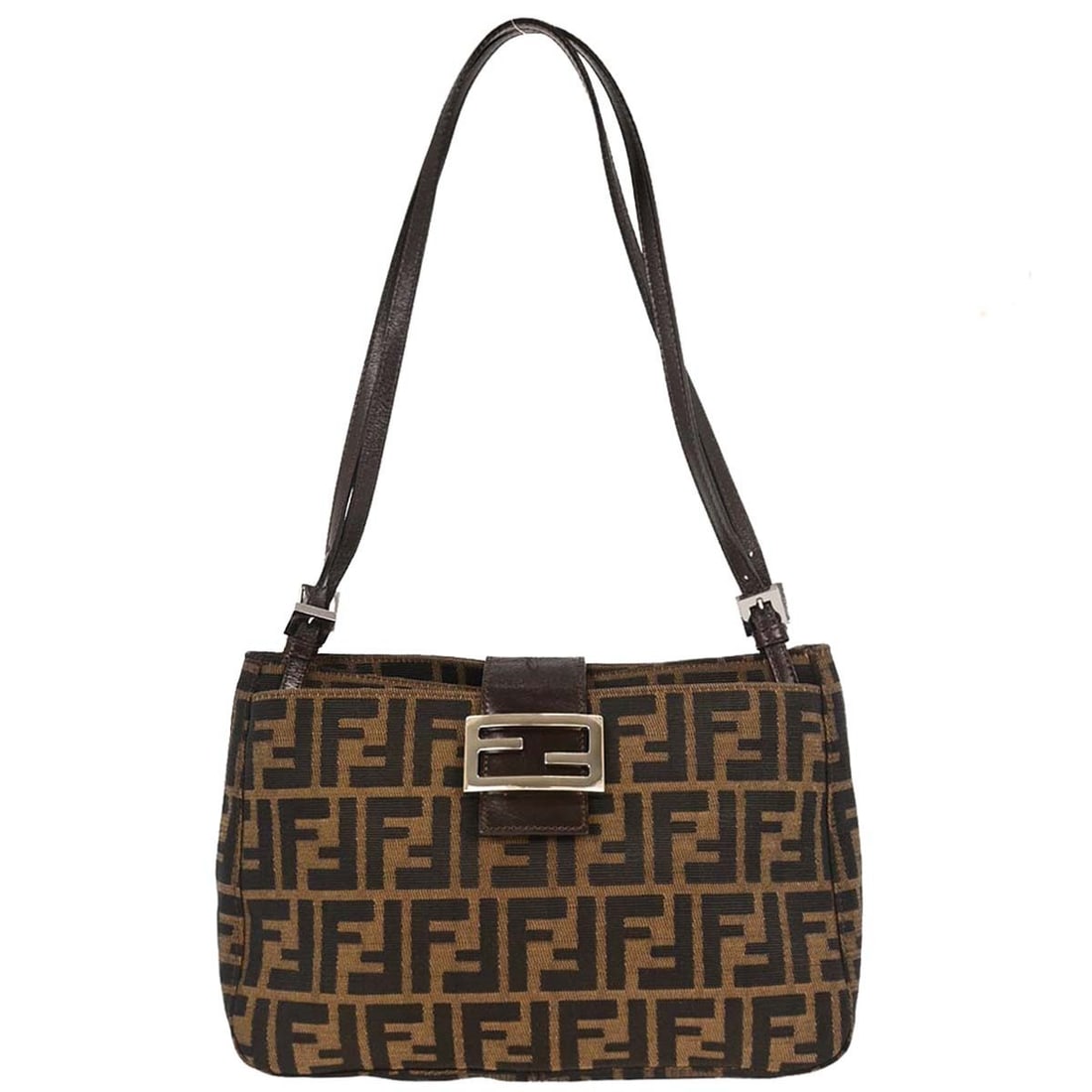 Fendi Zucca Medium Brown Canvas Top Handle Bag with Logo Accents (1 of 11)
