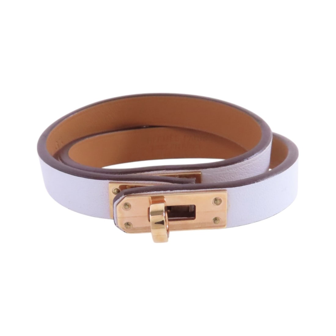 HERMES Kelly Double Tour Bracelet Bangle Blue Calfskin GHW (1 of 11)