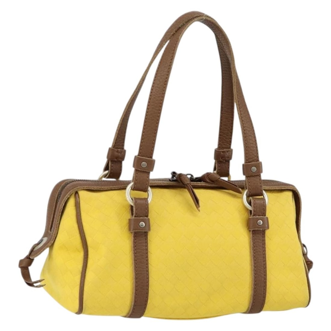 Bottega Veneta Intrecciato Yellow Gold Canvas Hand Bag Italy: Bottega Veneta Intrecciato Yellow Gold Canvas Hand Bag Italy This Bottega Veneta Intrecciato Hand Bag combines elegant style with practical functionality, crafted from high-quality canvas in a strikin