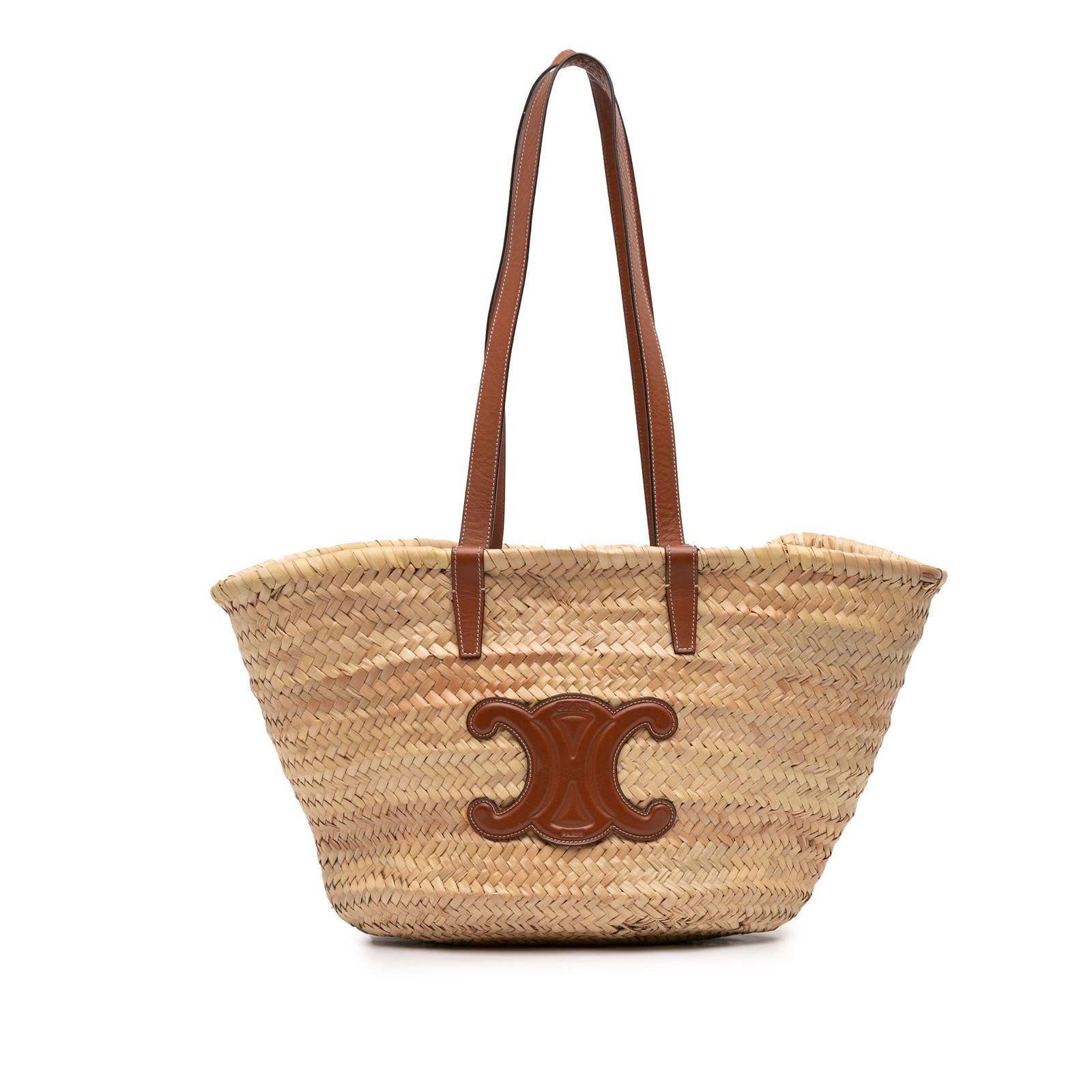 Celine Large Raffia Cuir Triomphe Tote Bag Brown: Celine Large Raffia Cuir Triomphe Tote Bag Brown Introducing the Celine Large Raffia Cuir Triomphe Classic Panier Tote, a chic accessory that blends style and functionality. This tote bag showcases a