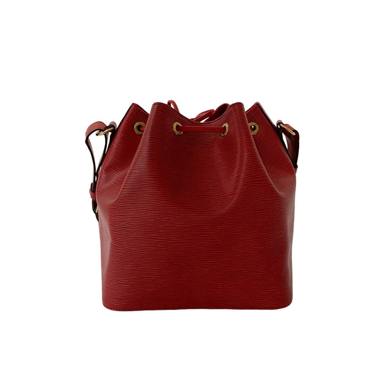 Red Leather Louis Vuitton Petit Noe Bucket Bag (1 of 1)