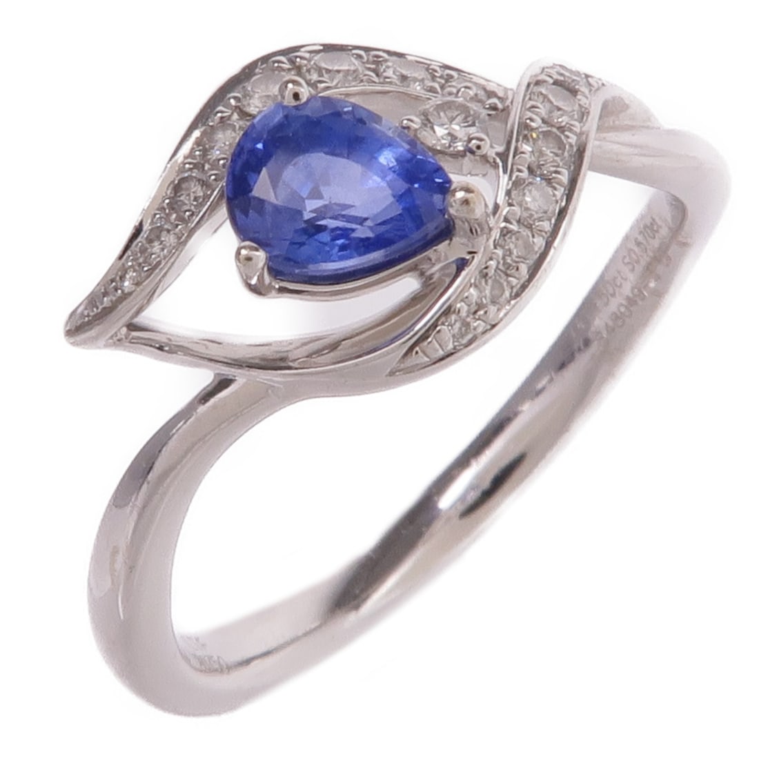 JEWELRY 18K White Gold Sapphire Diamond Ring Size 5.5 (1 of 7)