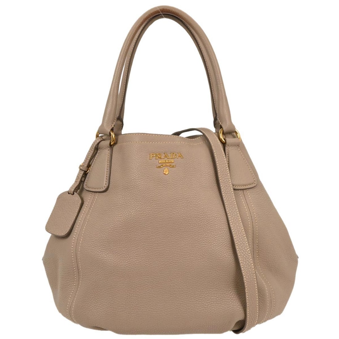 Prada Gray Leather 2 Way Handbag 11/113 Casual Top Handle (1 of 11)