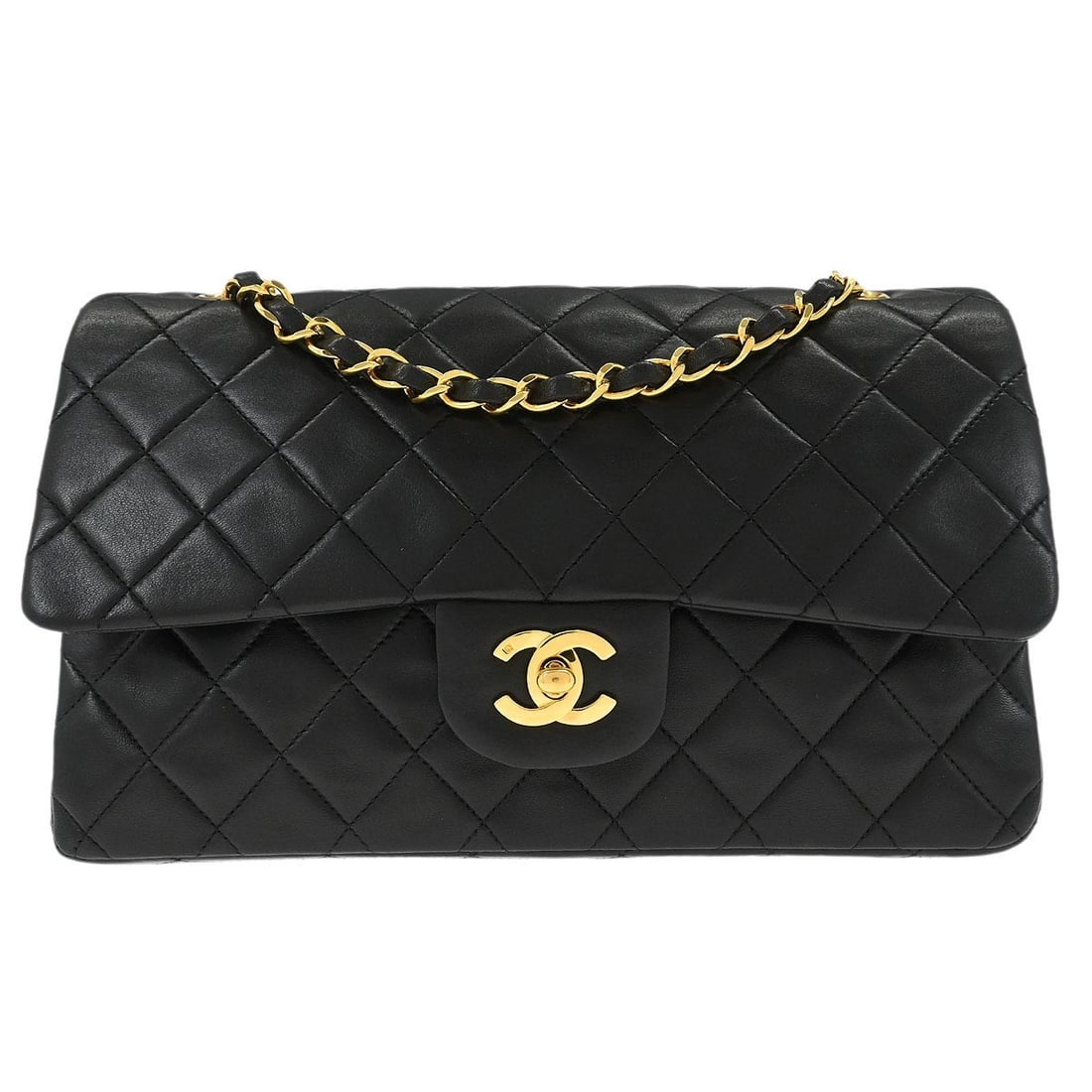Medium Classic Double Flap Shoulder Bag in Black Lambskin by Chanel (1 of 10)