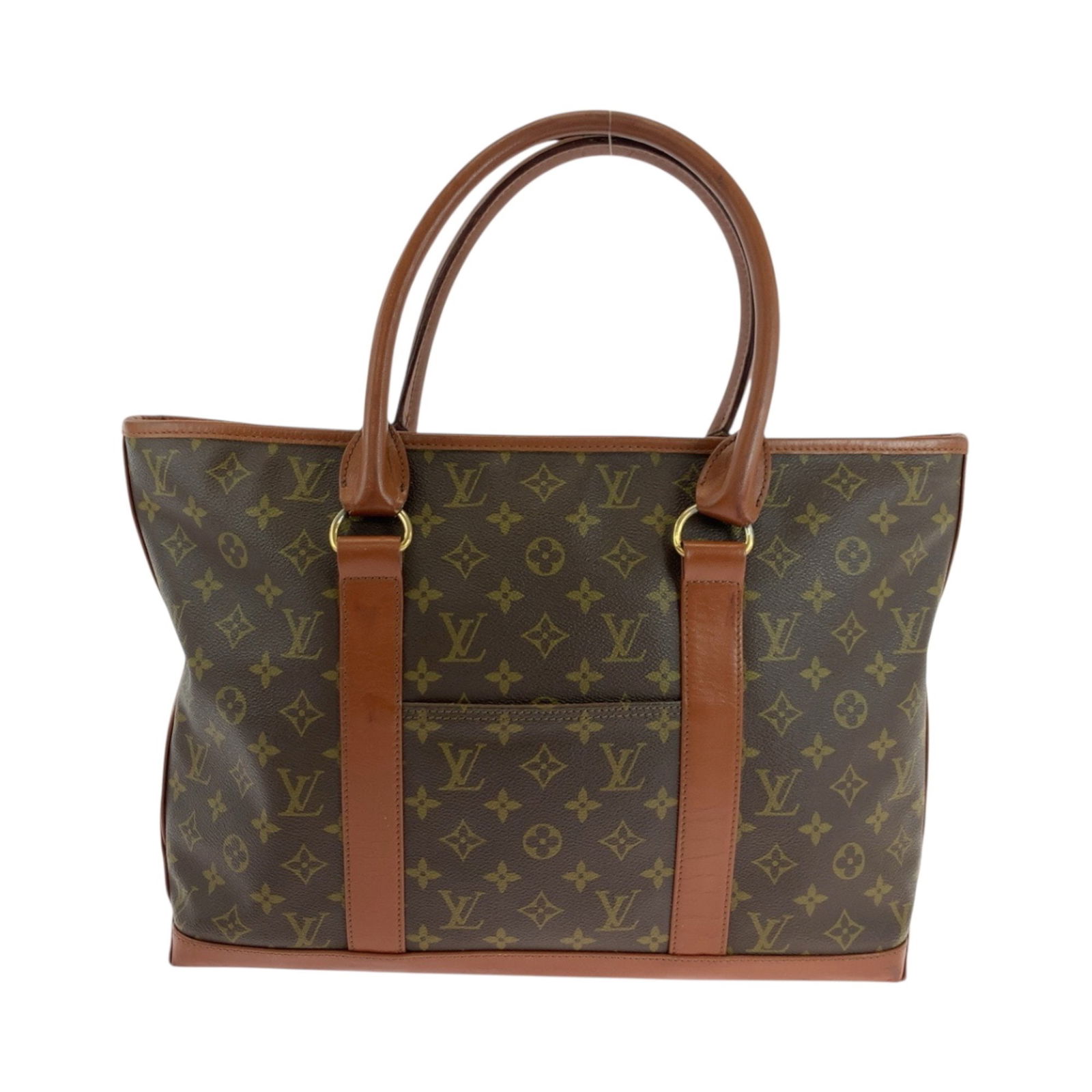 Louis Vuitton Weekend PM Brown Canvas Bag 29.5cm x 40cm x 9.5cm: Louis Vuitton Weekend PM Brown Canvas Bag 29.5cm x 40cm x 9.5cm The Louis Vuitton Weekend PM is a women's handbag crafted from brown canvas. Made in France, this bag features a spacious design suitabl