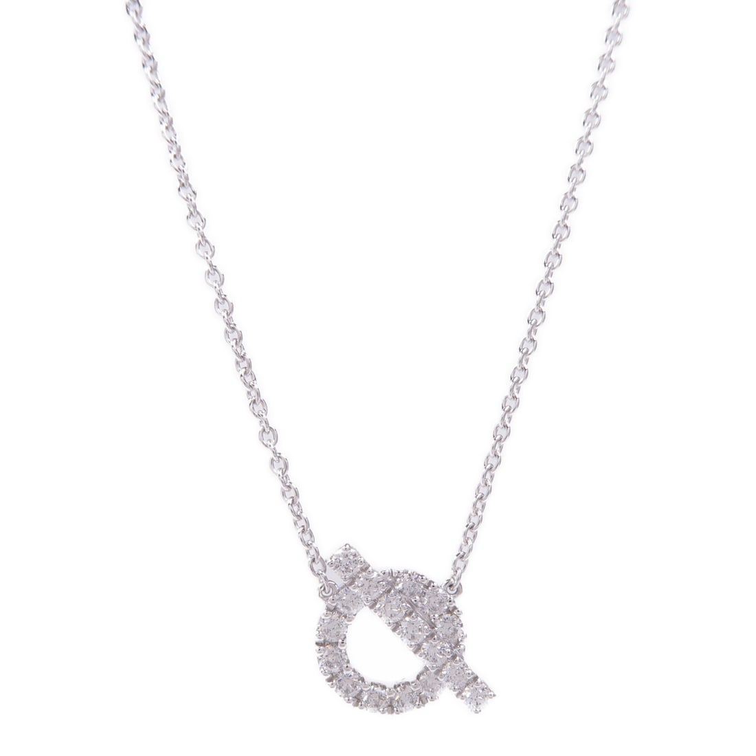 HERMES Finesse Diamond Pendant Necklace 18K White Gold (1 of 10)