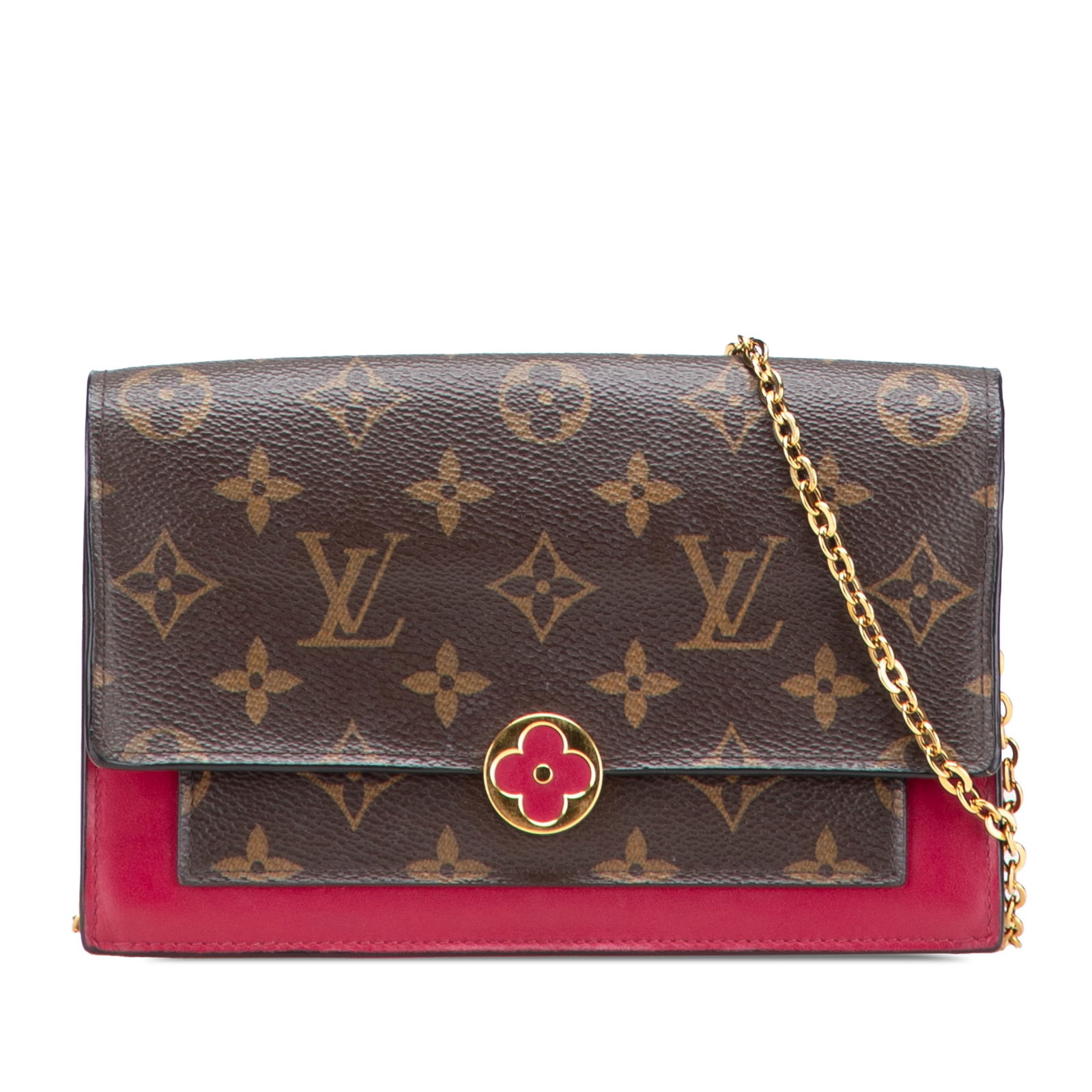 Louis Vuitton Monogram Flore Wallet On Chain Crossbody Bag: Louis Vuitton Monogram Flore Wallet On Chain Crossbody Bag The Louis Vuitton Monogram Flore Wallet On Chain is a stylish crossbody bag crafted from durable monogram canvas with leather trim. It featur