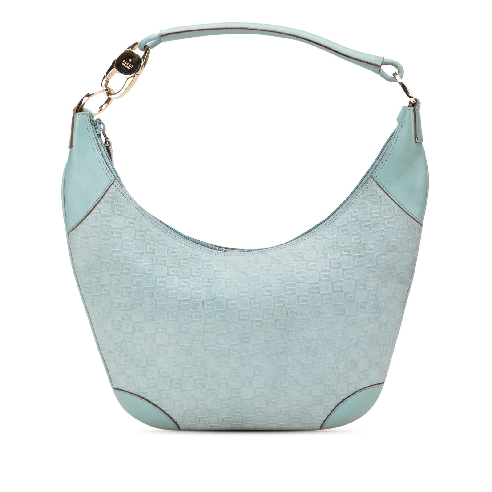 Gucci G Square Blue Suede Hobo Bag with Leather Trim (1 of 11)