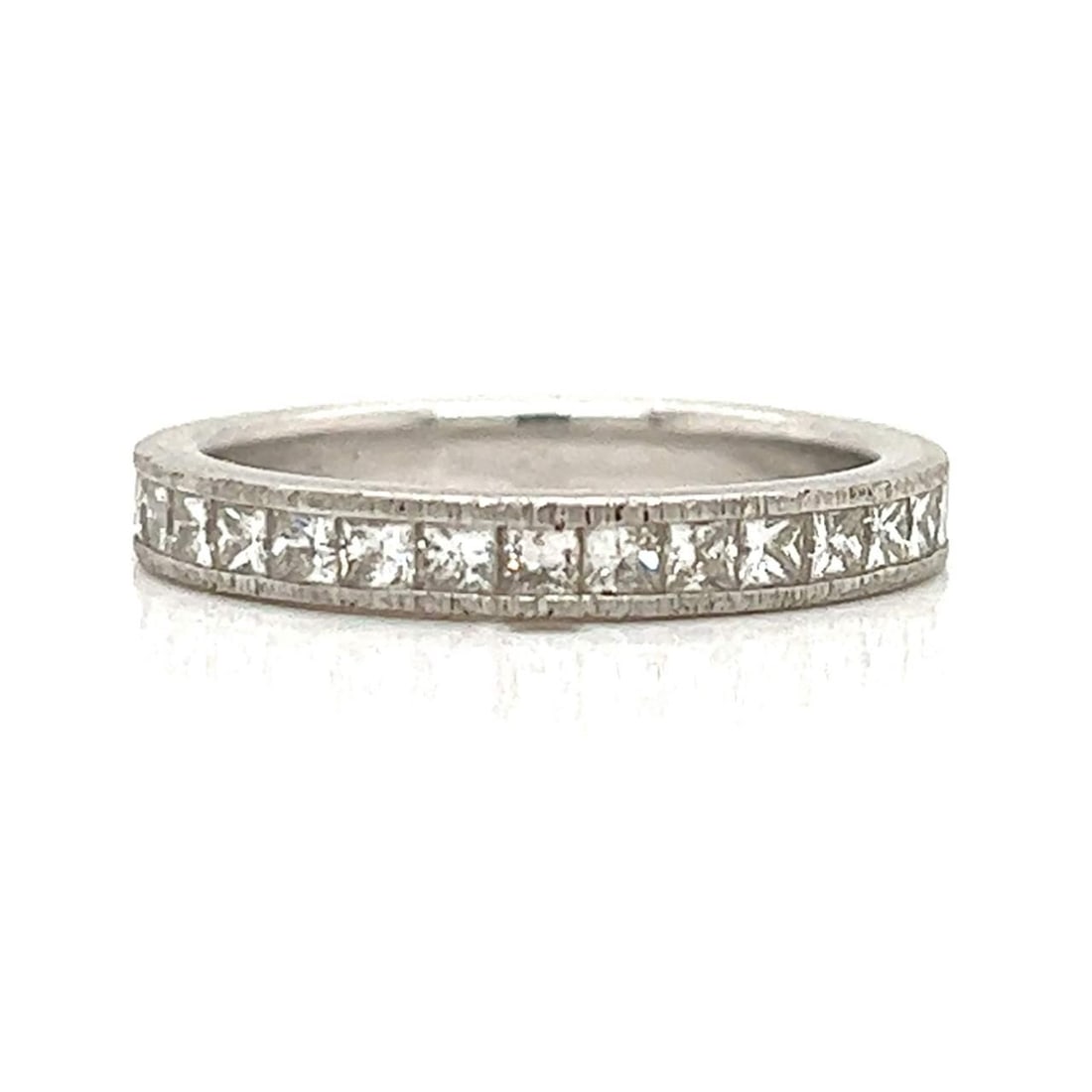 Platinum 1.50 Ct Princess-cut Diamond Eternity Band: Platinum 1.50 Ct Princess-cut Diamond Eternity Band This stunning diamond eternity band is crafted in luxurious platinum and features 29 sparkling princess-cut diamonds with a total weight of 1.50 Ct.