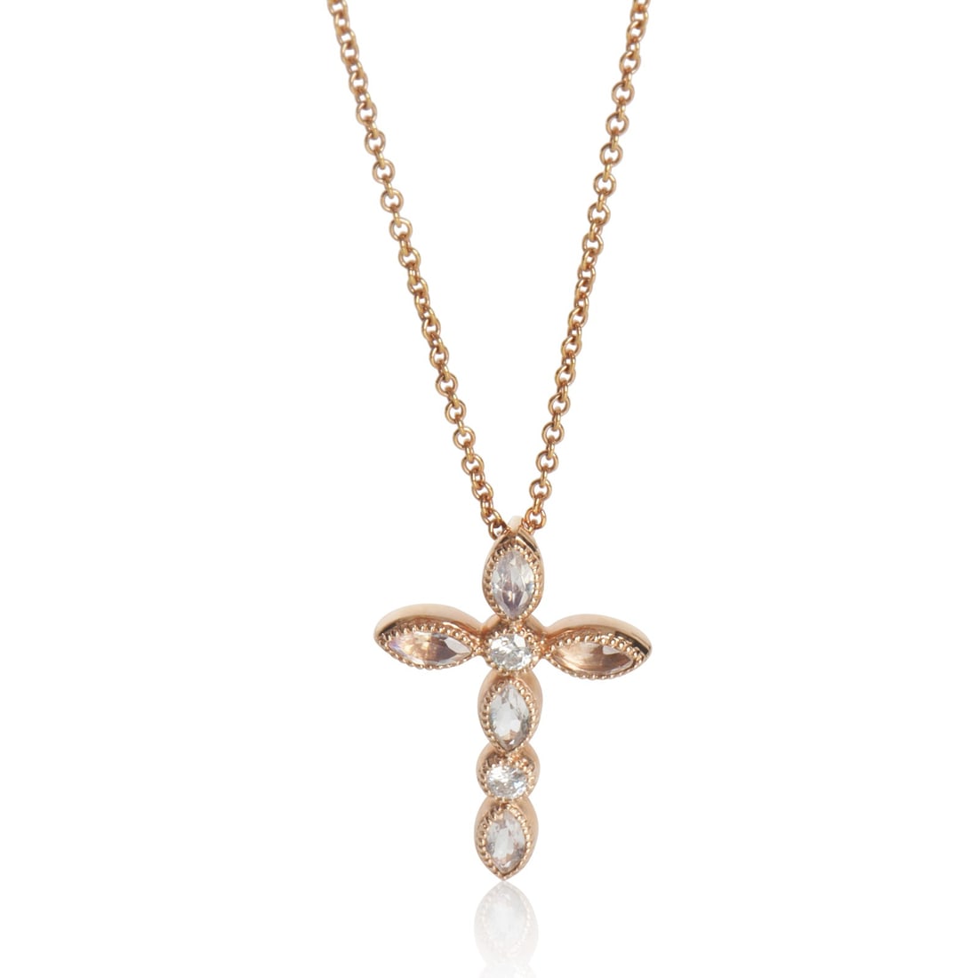 14K Rose Gold Moonstone Diamond Pendant 16in Unisex (1 of 3)