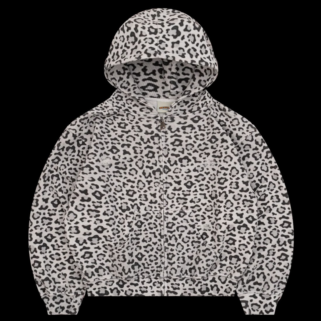 Leopard Print Zip Front Hoodie by Bravest Studios Thermal Style Large (1 of 2)