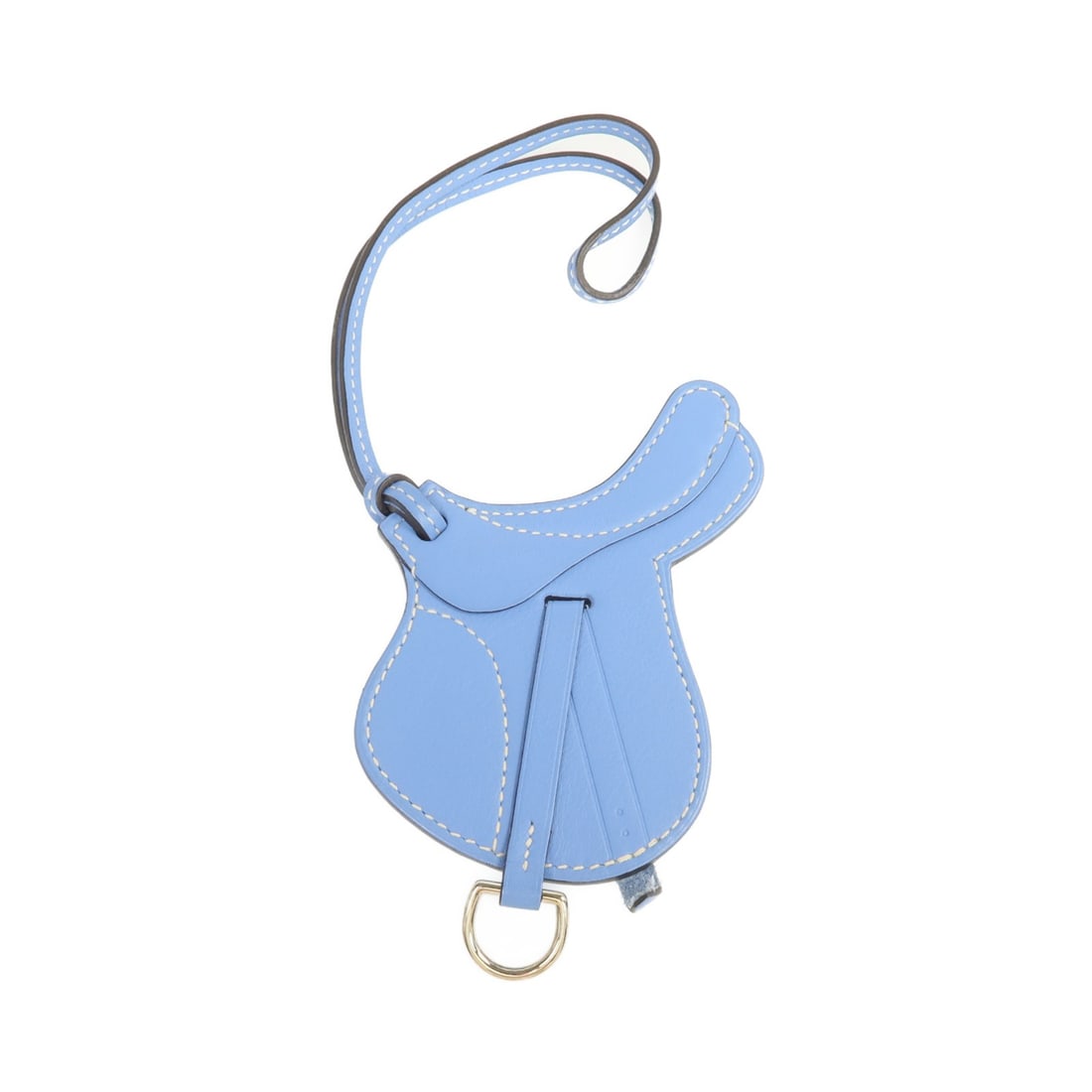 Blue Paradise Swift Leather Paddock Selle Bag Charm by Hermes: Blue Paradise Swift Leather Paddock Selle Bag Charm by Hermes This Hermes Paddock Selle charm is crafted from premium Vaux Swift calfskin leather in Blue Paradise. Designed as a stylish accessory, it