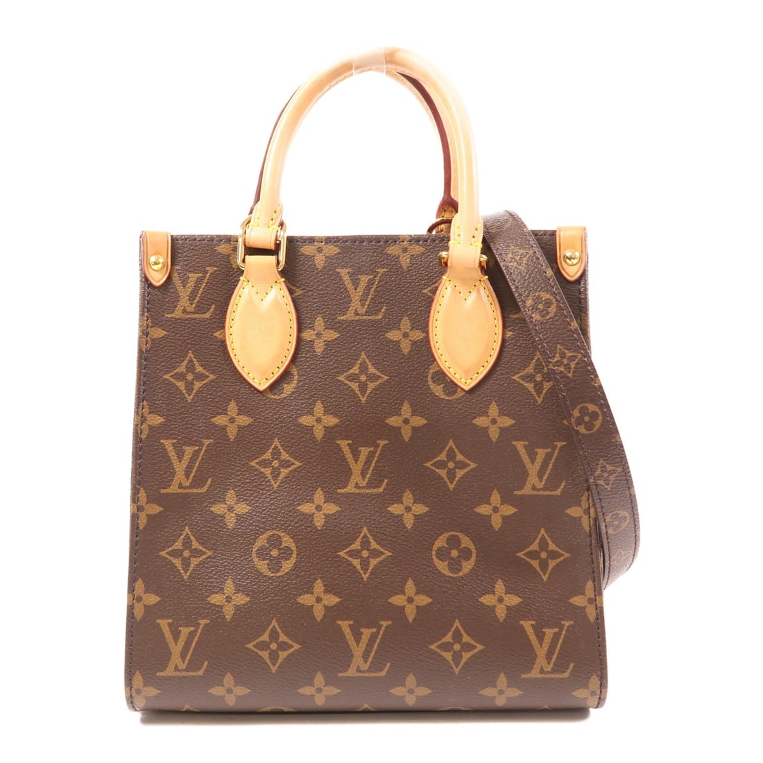 LOUIS VUITTON Sac Plat BB 2 Way Shoulder Bag M45847 Brown: LOUIS VUITTON Sac Plat BB 2 Way Shoulder Bag M45847 Brown This LOUIS VUITTON Sac Plat BB 2 Way Shoulder Handbag showcases a timeless design, crafted from durable PVC coated canvas in a rich brown hue.