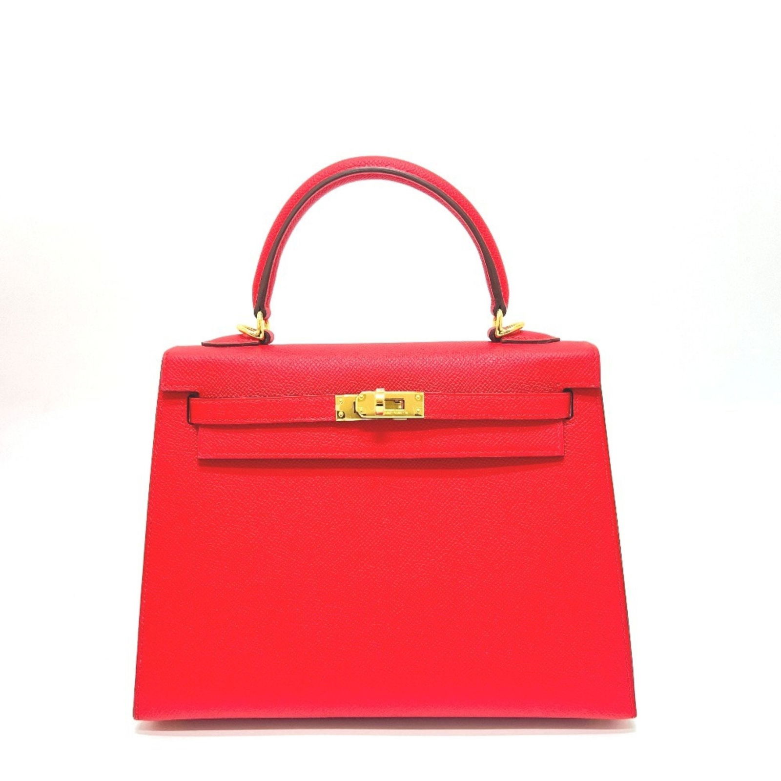 Red Leather Hermes Kelly 25 Bag with Strap and Handle (1 of 1)