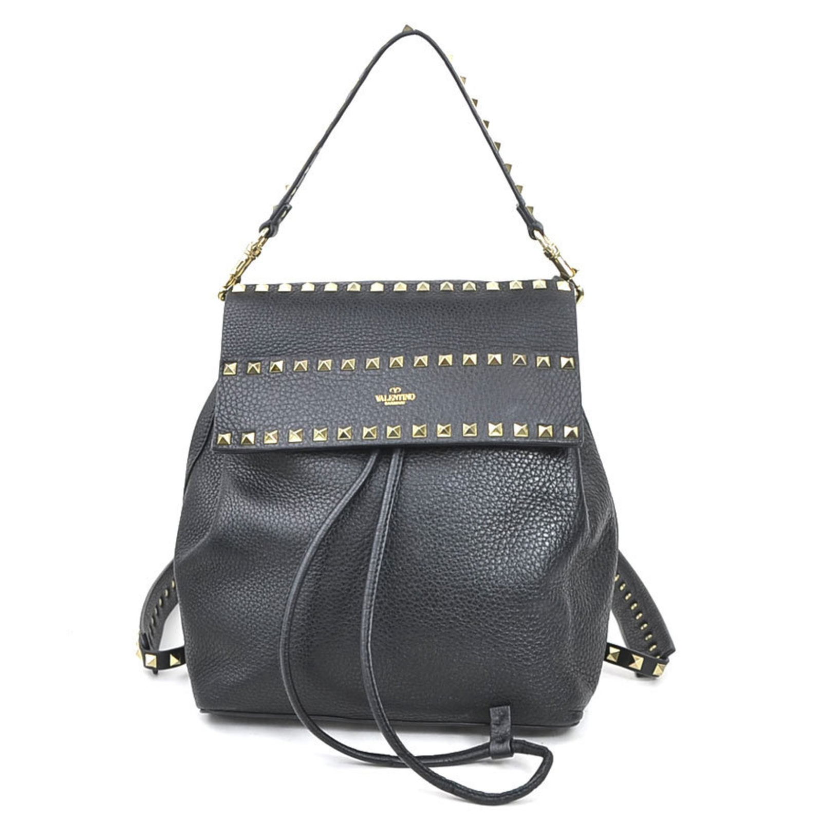 Black Leather Valentino Garavani Rockstud Bag Made in Italy (1 of 5)
