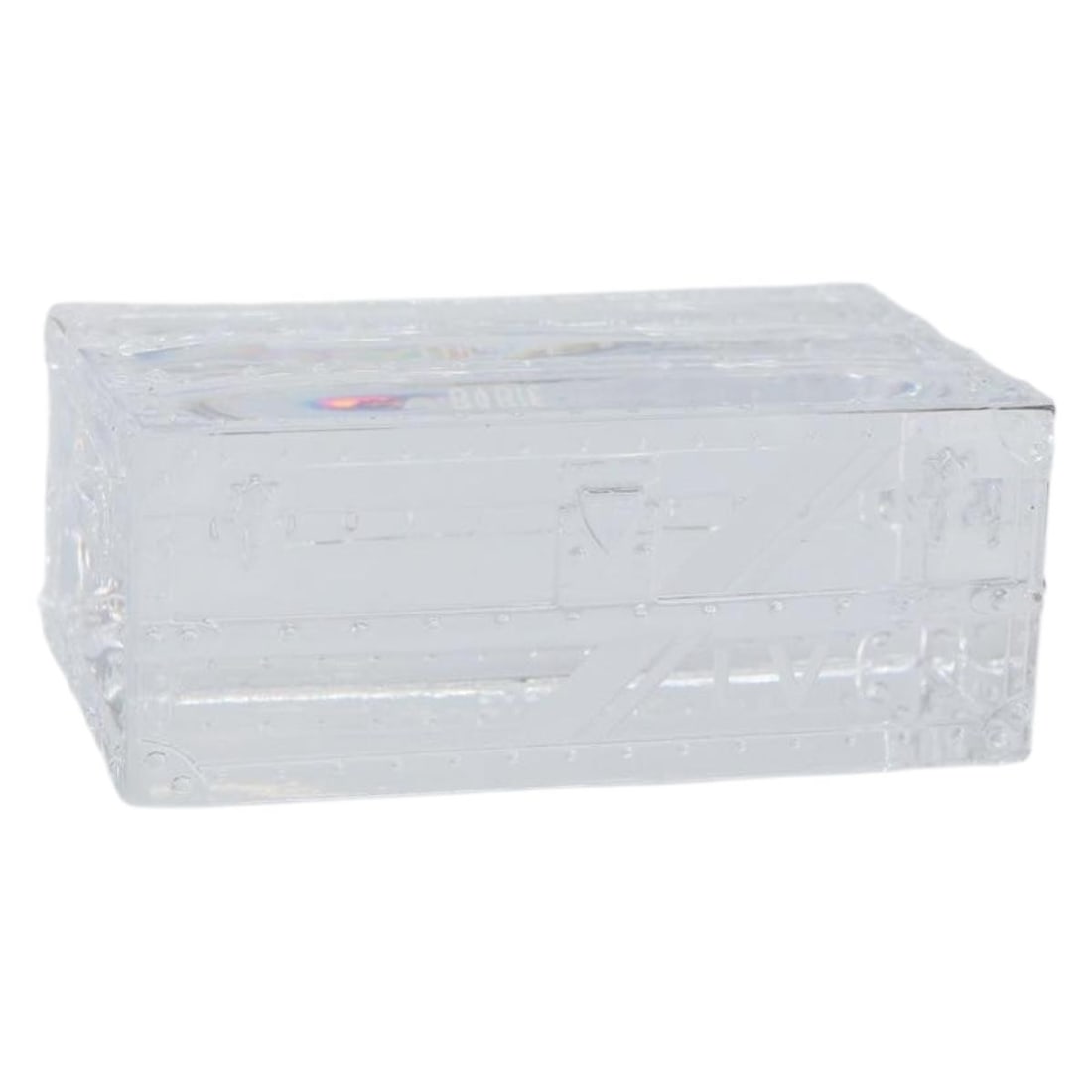 Louis Vuitton Clear Glass Crystal Trunk Shaped Paperweight with Box (1 of 14)