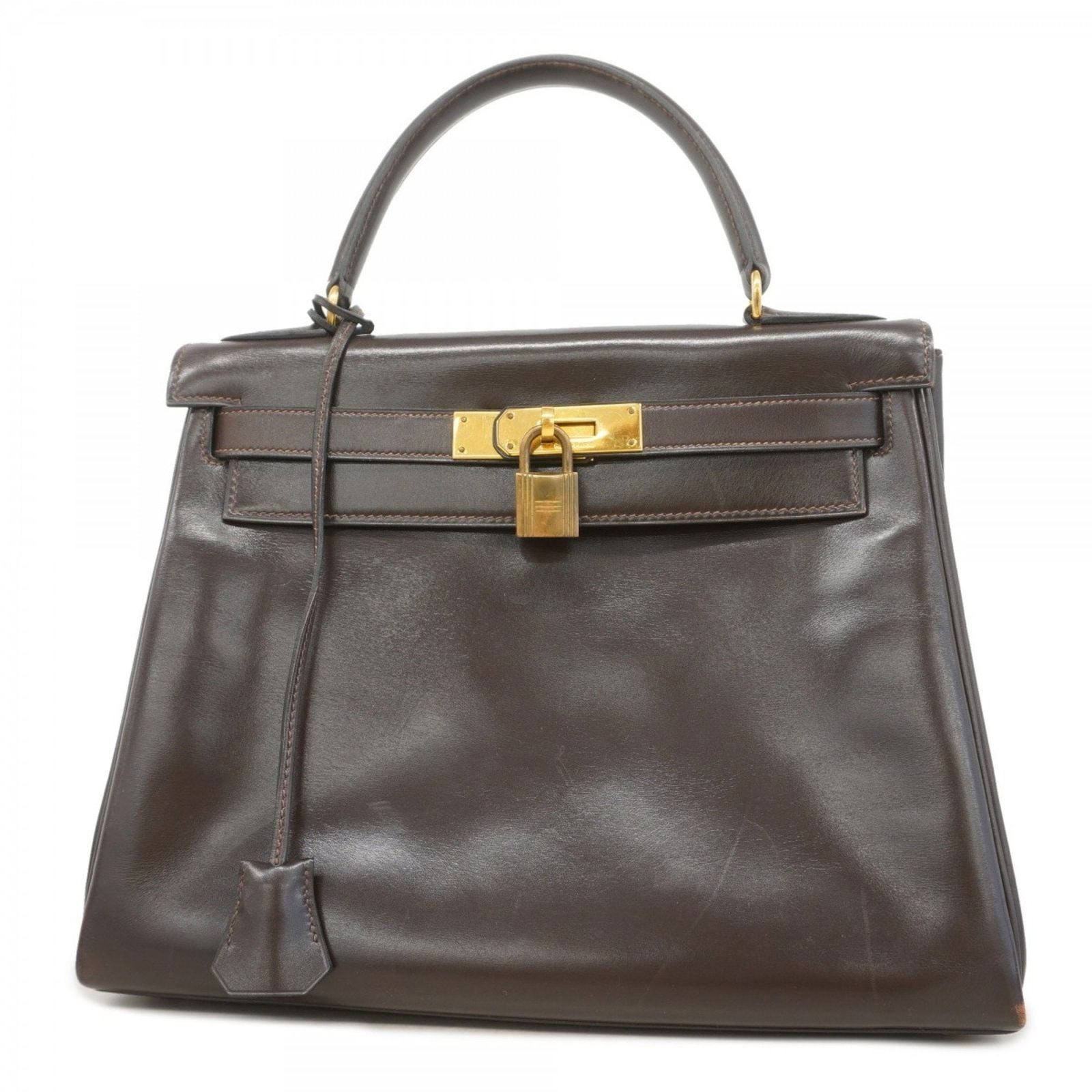 Brown Leather Kelly 28 Handbag by Hermes France (1 of 1)