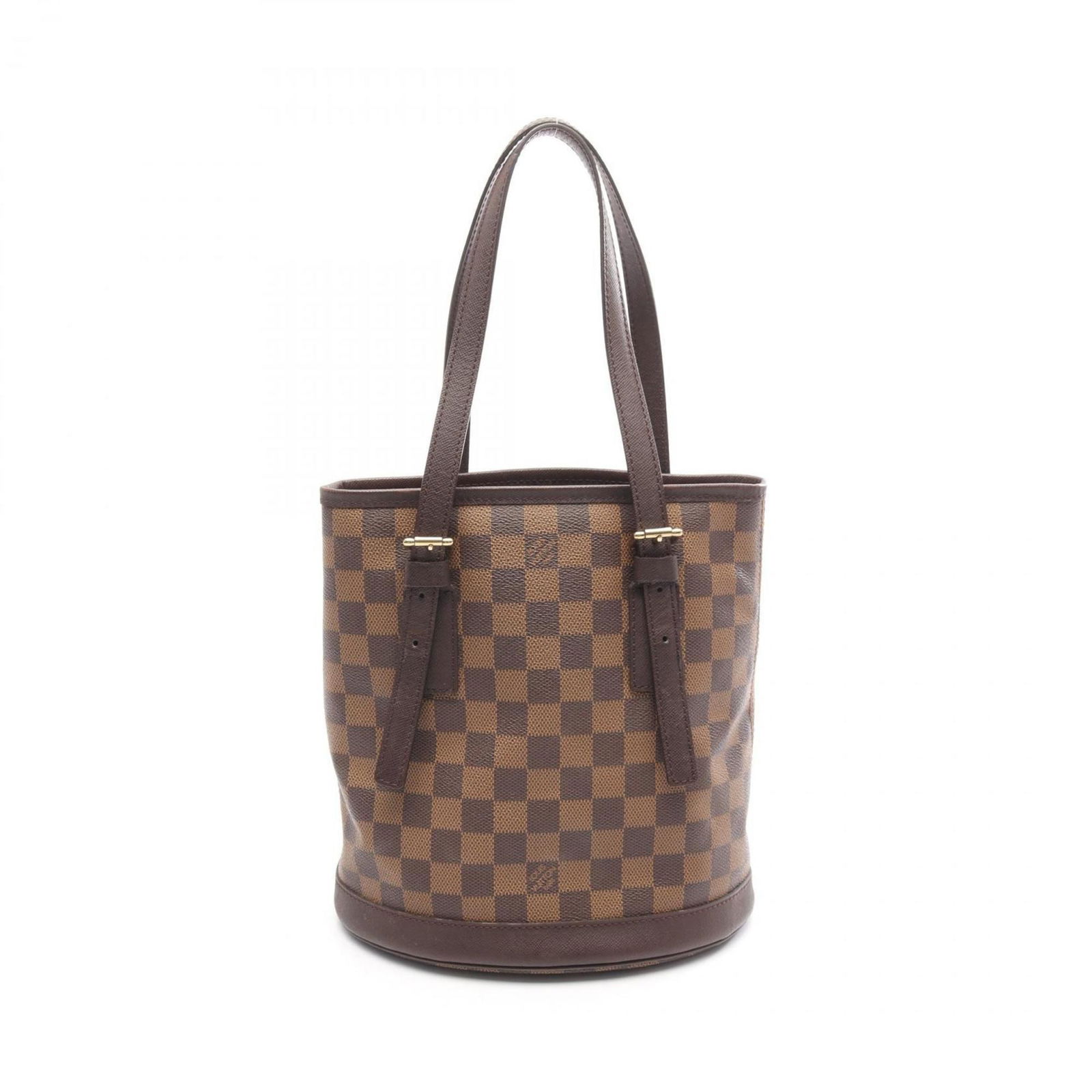 Louis Vuitton Monogram Canvas Bucket Bag Brown Leather Trim: Louis Vuitton Monogram Canvas Bucket Bag Brown Leather Trim This Louis Vuitton Bucket bag features a classic brown canvas and leather construction. Designed for women, it offers a spacious interior wi