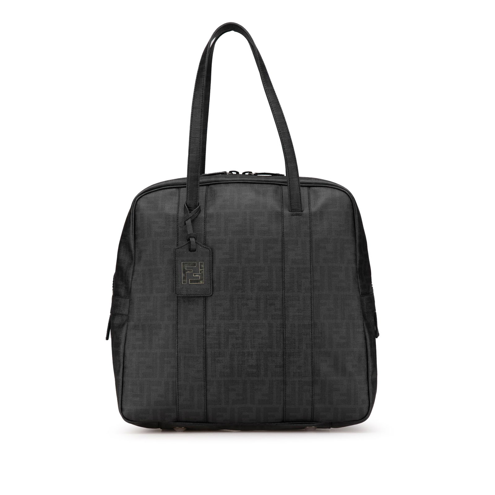 Fendi Zucca Coated Canvas Handbag Gray with Dust Bag: Fendi Zucca Coated Canvas Handbag Gray with Dust Bag This Fendi Zucca Coated Canvas Handbag is a stylish accessory crafted from durable coated canvas. It features flat handles for comfortable carrying