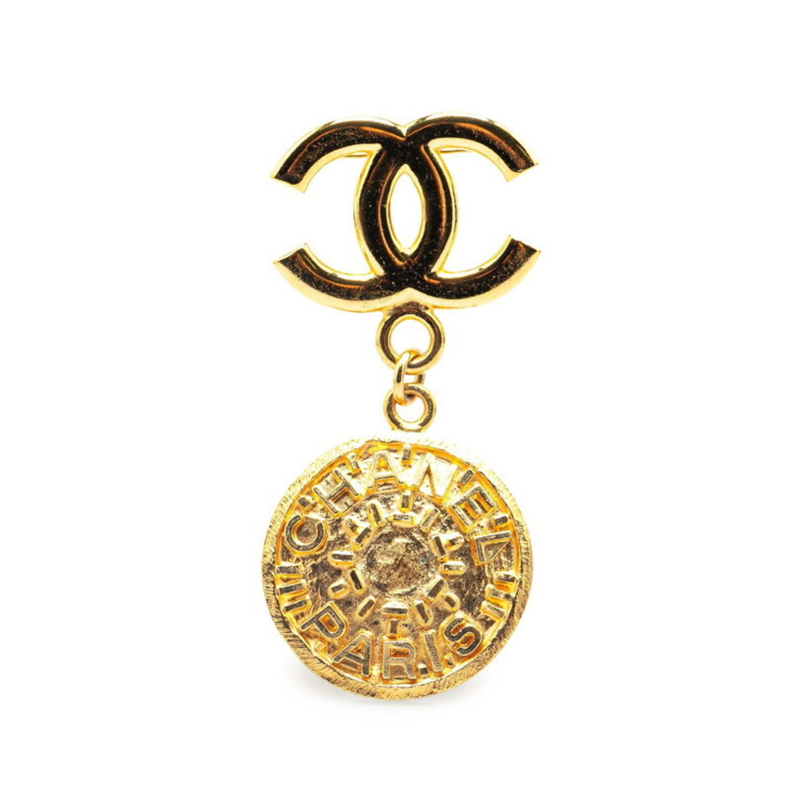 Gold Plated Chanel Coco Mark Brooch 7.99cm x 3.75cm (1 of 1)