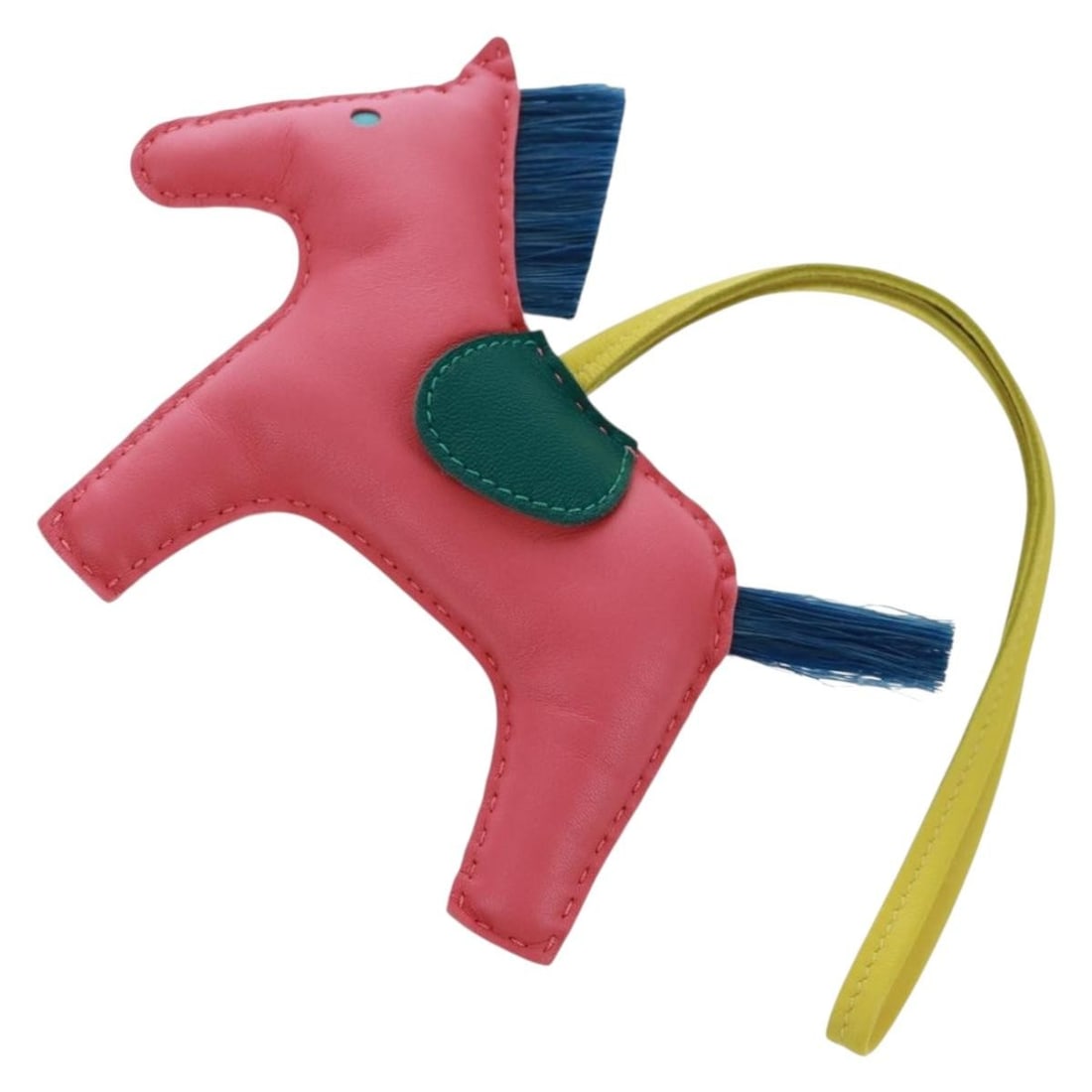 Pink Leather Hermes Rodeo Clan PM Bag Charm with Box: Pink Leather Hermes Rodeo Clan PM Bag Charm with Box This Hermes Rodeo Charm Clan PM is crafted from high-quality pink leather and features a playful design. The charm is in excellent, un-used conditi