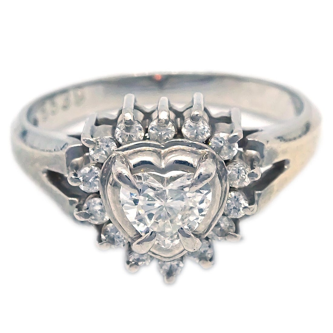 Vintage PT850 Silver Ring with Diamond Size 51 (1 of 4)
