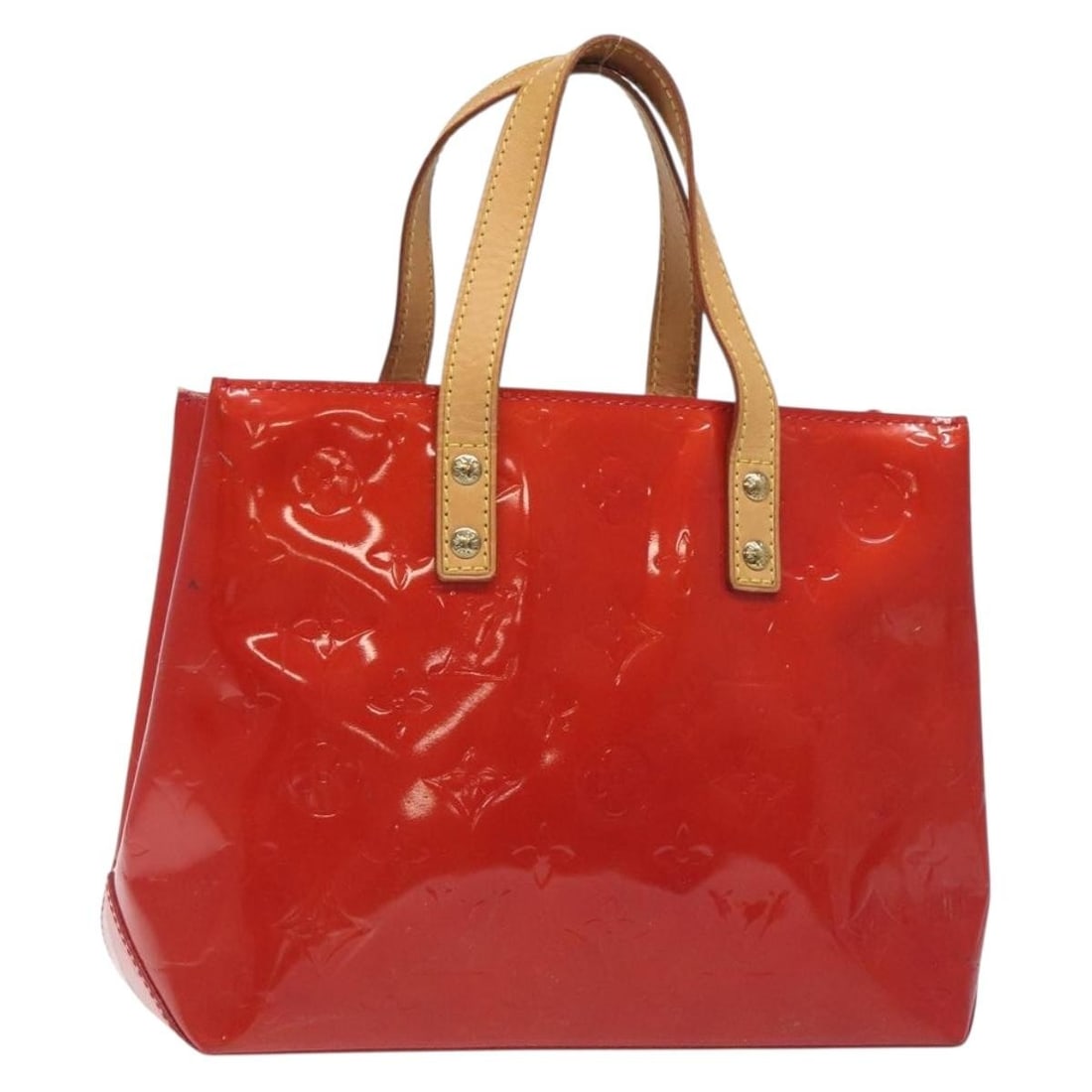 LOUIS VUITTON Monogram Vernis Reade PM Hand Bag Red M91088 Auth (1 of 18)