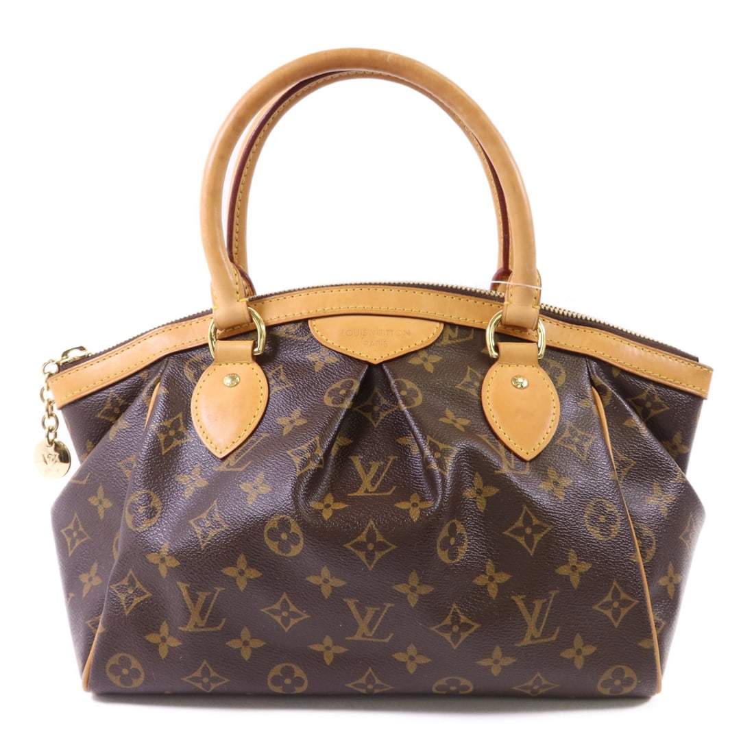 Louis Vuitton Tivoli PM GHW Shoulder Bag Monogram Brown: Louis Vuitton Tivoli PM GHW Shoulder Bag Monogram Brown Introducing the Louis Vuitton Tivoli PM Shoulder Bag, a stylish and functional accessory crafted from durable PVC coated canvas. This handbag fe
