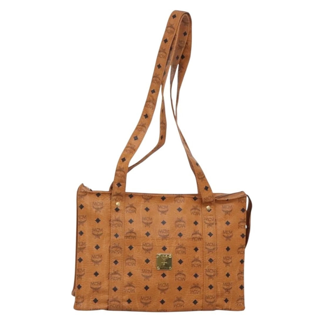 MCM Logogram Vicetos Shoulder Bag PVC Leather Brown Gold Made in Germany (1 of 18)