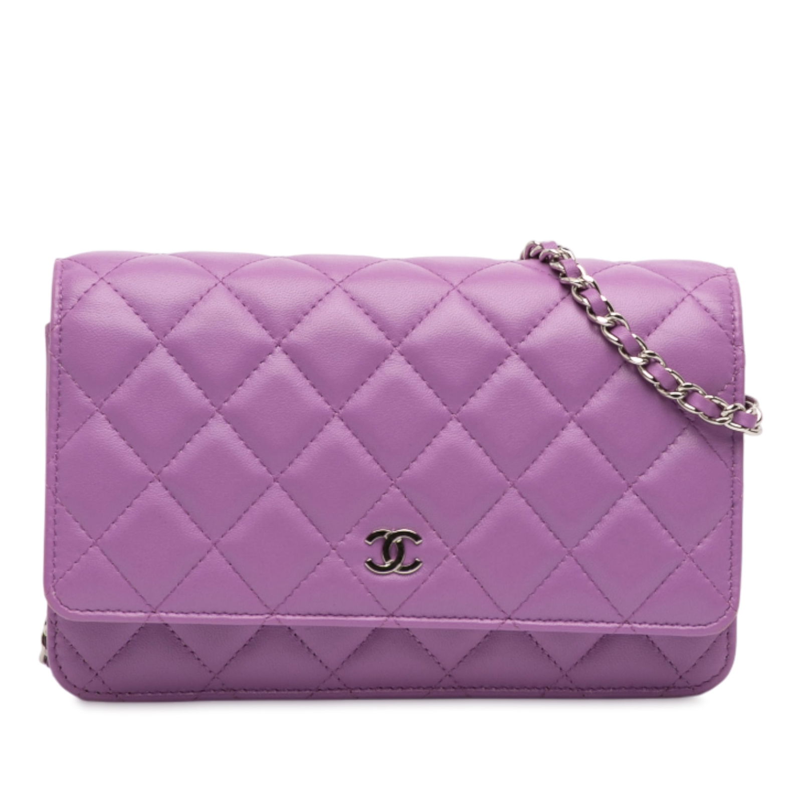 Chanel Purple CC Quilted Lambskin Wallet on Chain Italy (1 of 12)