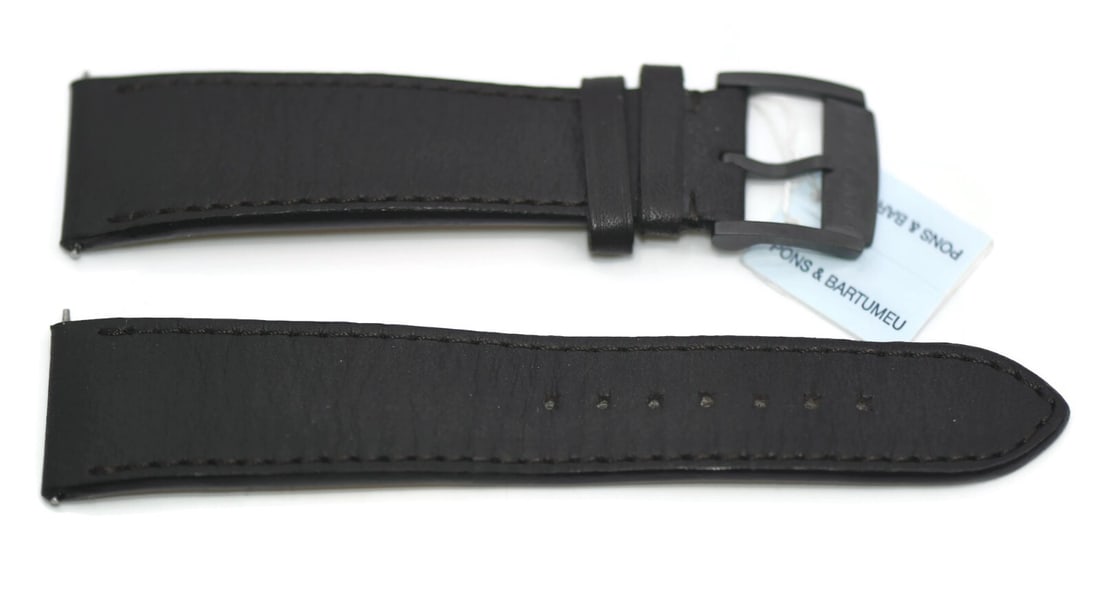 Authentic Bulgari Black Leather Two-Piece Watch Strap 22mm (1 of 2)