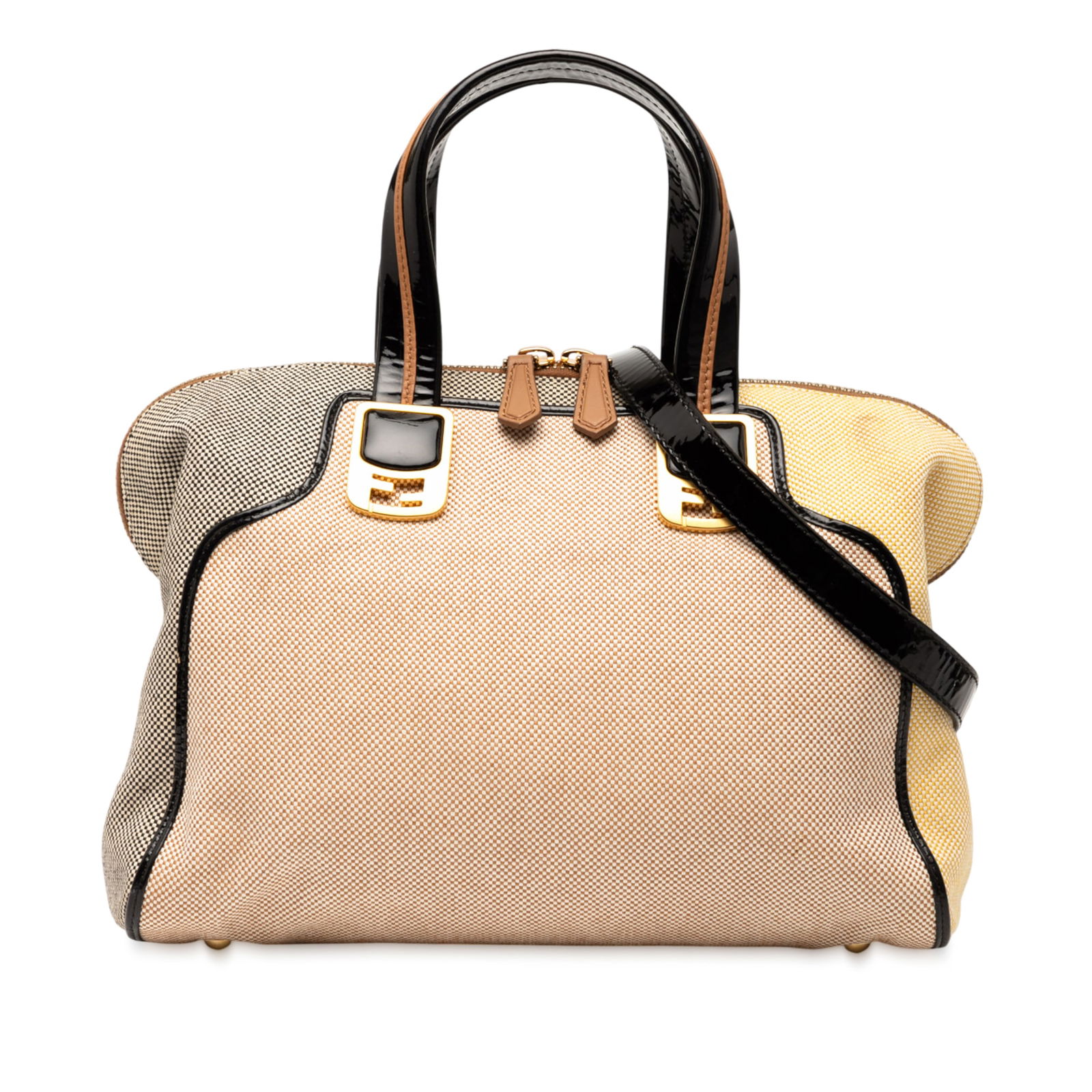 Fendi Small Colorblock Chameleon Satchel with Gold-tone Hardware: Fendi Small Colorblock Chameleon Satchel with Gold-tone Hardware Introducing the Fendi Small Canvas Colorblock Chameleon Satchel, a sophisticated blend of style and functionality. This exquisite bag f