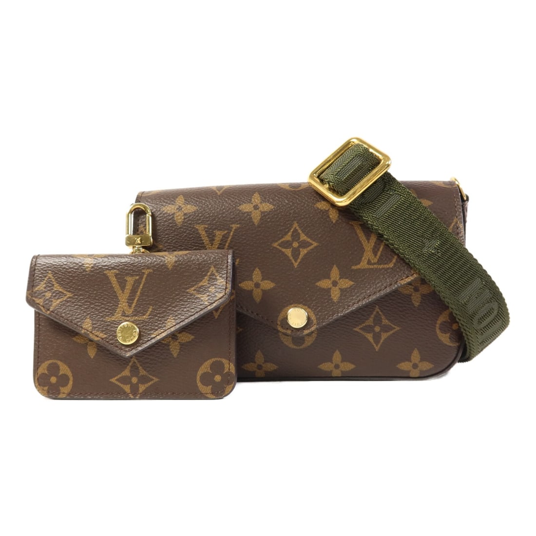 LOUIS VUITTON Felicie Strap & Go Shoulder Bag M80091 Monogram Brown Green: LOUIS VUITTON Felicie Strap & Go Shoulder Bag M80091 Monogram Brown Green Introducing the Louis Vuitton Felicie Strap & Go Shoulder Bag, a stylish and functional accessory for any occasion. Crafted fr