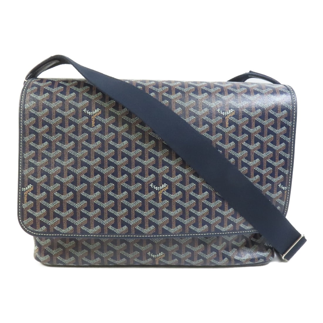 Goyard Capetien MM Blue Coated Canvas Messenger Shoulder Bag with Silver Hardware (1 of 14)