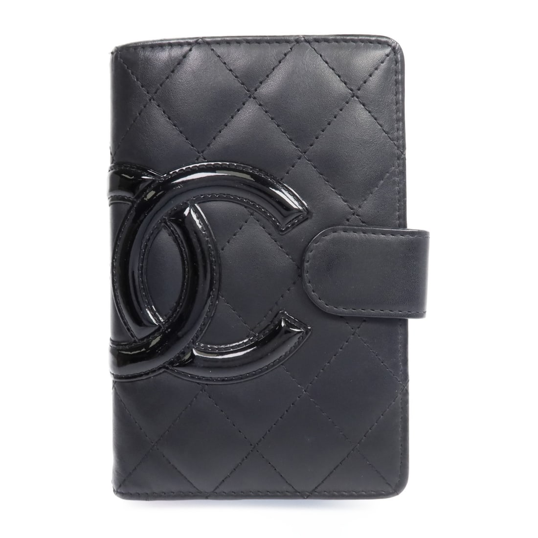 Black Cambon Calfskin Bifold Wallet by Chanel with Silver CC Logo: Black Cambon Calfskin Bifold Wallet by Chanel with Silver CC Logo This Chanel Cambon bifold wallet features black calfskin leather and signature CC detailing with silver-tone hardware. Made in France,