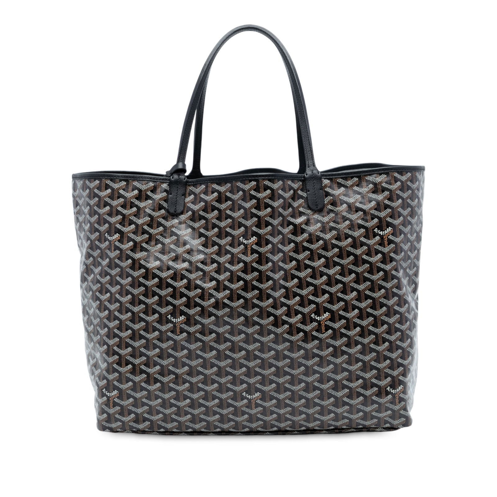 Goyard Goyardine Saint Louis GM Black Coated Canvas Bag: Goyard Goyardine Saint Louis GM Black Coated Canvas Bag The Goyardine Saint Louis GM is a sophisticated tote bag crafted from durable coated canvas with luxurious leather trim. This stylish bag featur