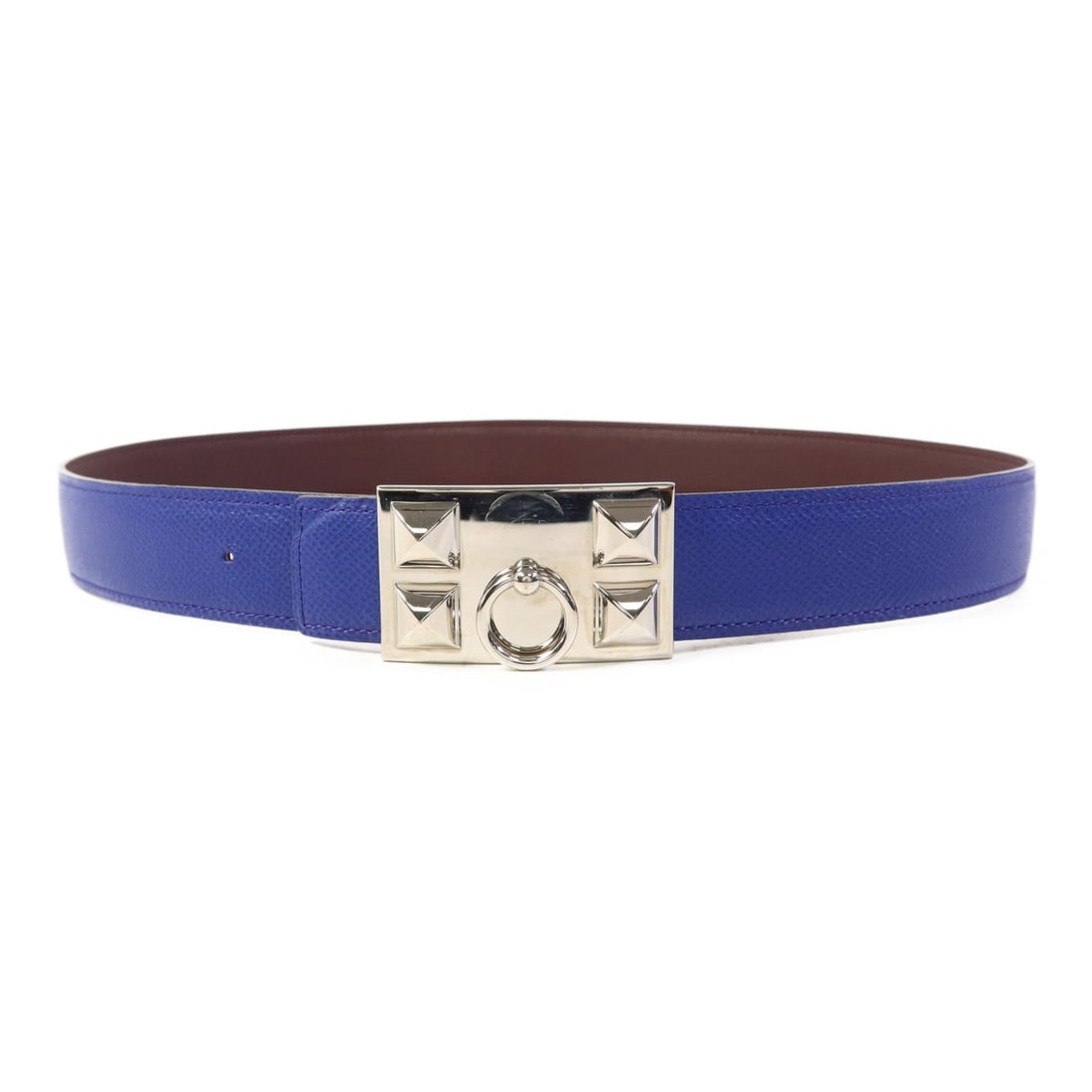 HERMES Collier de Chien Belt Epsom Leather Blue PHW: HERMES Collier de Chien Belt Epsom Leather Blue PHW This exquisite HERMES Collier de Chien Belt is crafted from high-quality Epsom leather, showcasing a stunning blue color. Designed for both style an