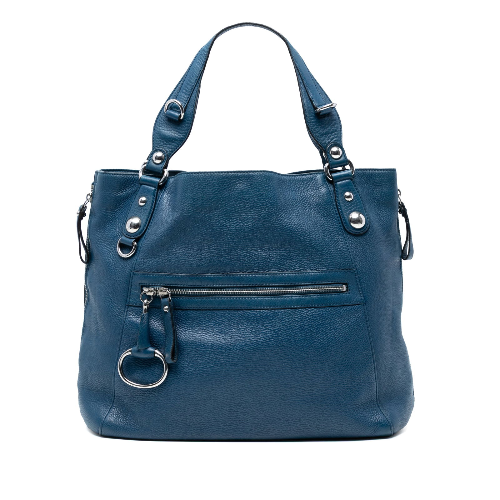 Gucci Large Blue Leather Icon Bit Zip Tote Bag: Gucci Large Blue Leather Icon Bit Zip Tote Bag Introducing the Gucci Large Leather Icon Bit Zip Tote, a stylish and versatile accessory perfect for everyday use. This tote showcases a beautifully craf
