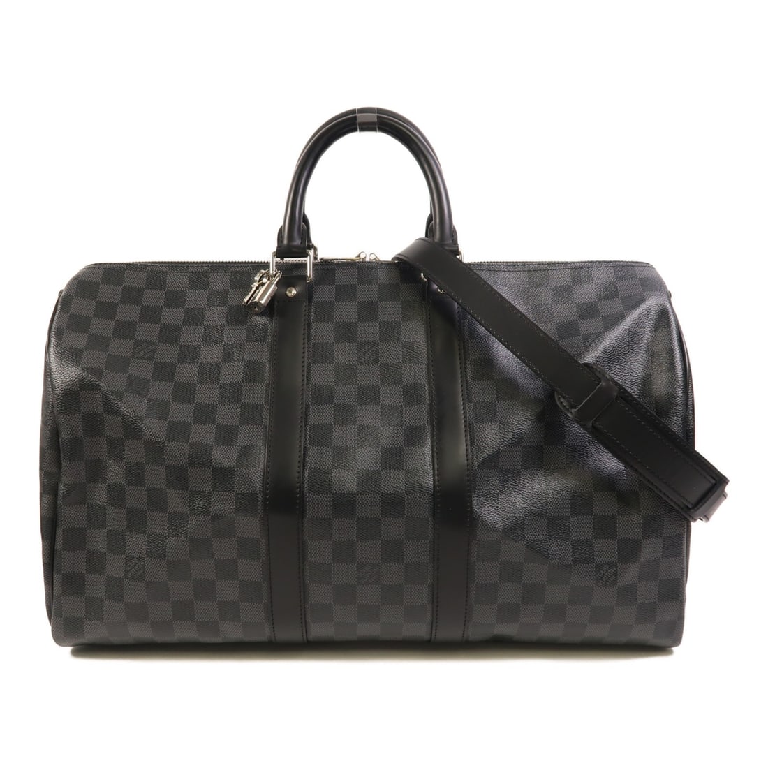 Louis Vuitton Damier Graphite Keepall Bandouliere 45 Black Canvas Travel Bag: Louis Vuitton Damier Graphite Keepall Bandouliere 45 Black Canvas Travel Bag This Louis Vuitton Keepall Bandouliere 45 is a versatile 2-way shoulder bag crafted from durable PVC coated canvas in Damie