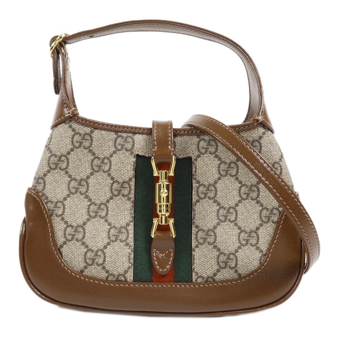 GUCCI GG GHW Jackie 1961 Mini 2 Way Bag Coated Canvas Brown (1 of 14)