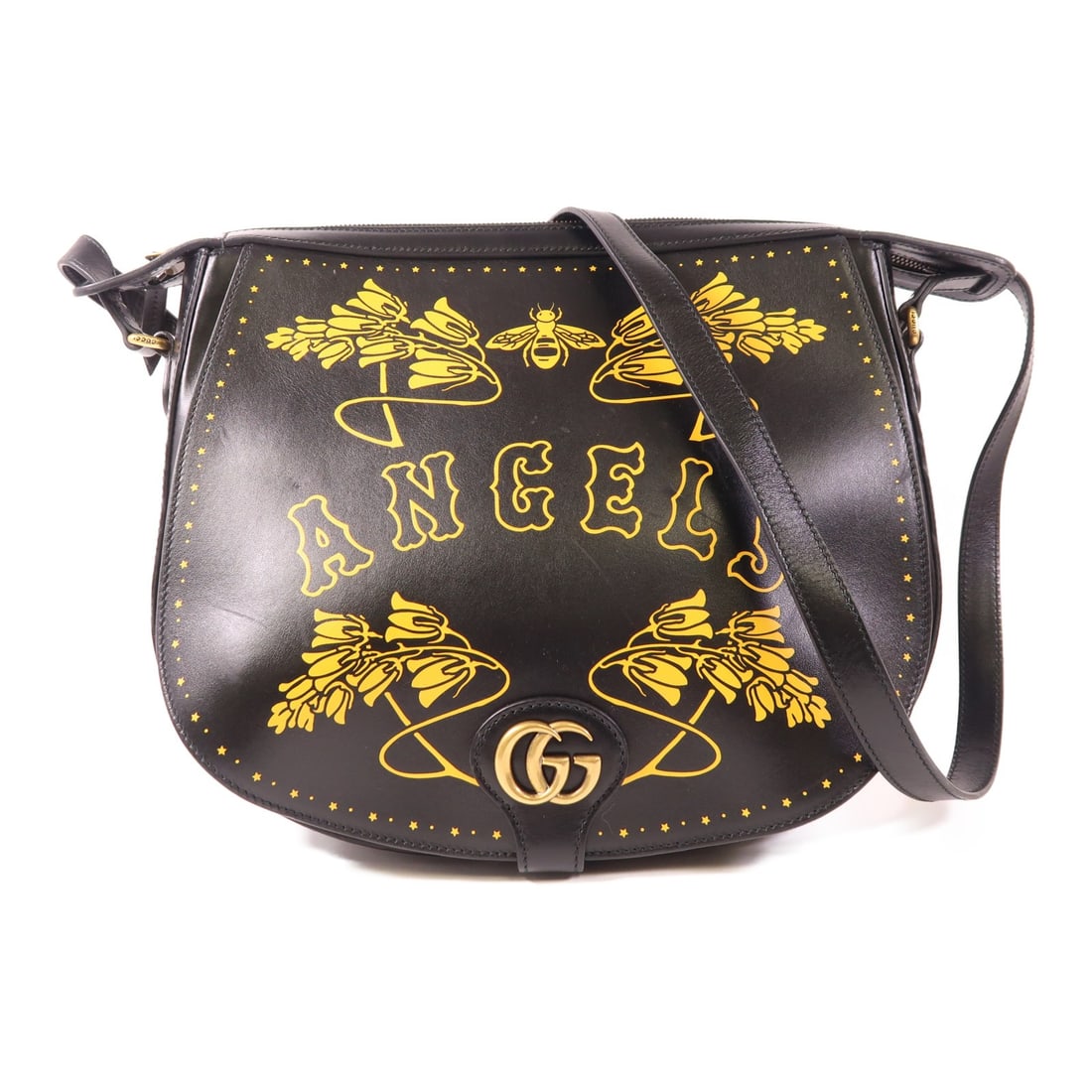 GUCCI GG GHW LA Angels Black Calfskin Shoulder Bag: GUCCI GG GHW LA Angels Black Calfskin Shoulder Bag Elevate your accessory collection with this stunning GUCCI GG GHW LA Angels Shoulder Bag. Crafted from high-quality calfskin leather, this stylish sh
