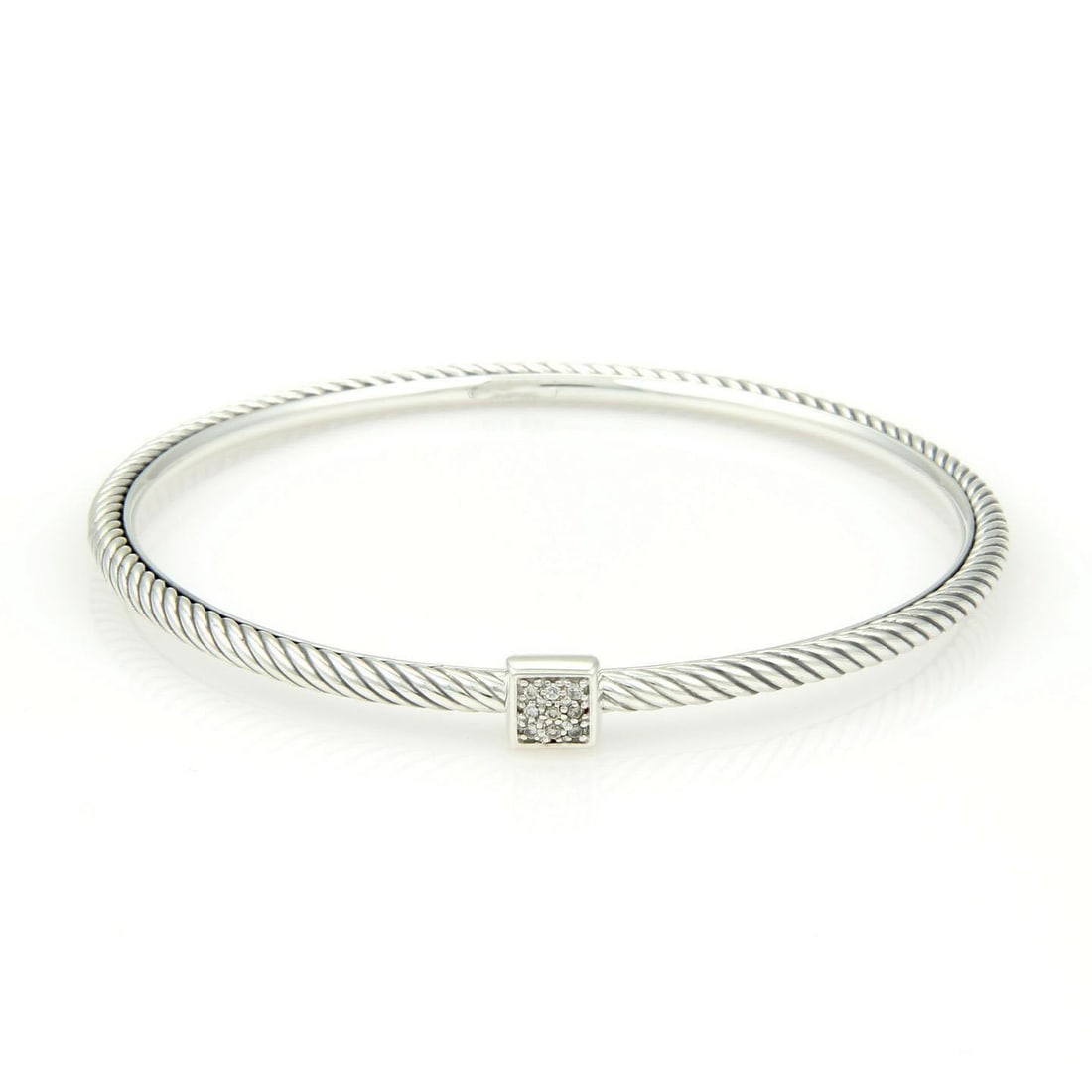 David Yurman Confetti Bangle Pave Diamond Sterling Silver 7.5in (1 of 4)