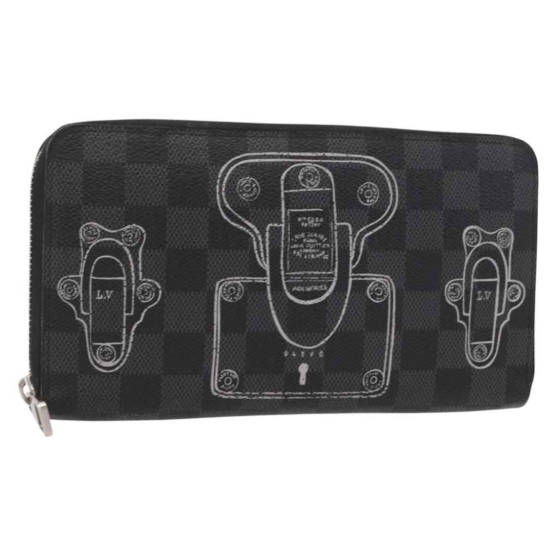 LOUIS VUITTON Damier Graphite Zippy Organizer Wallet N63182 Auth (1 of 18)