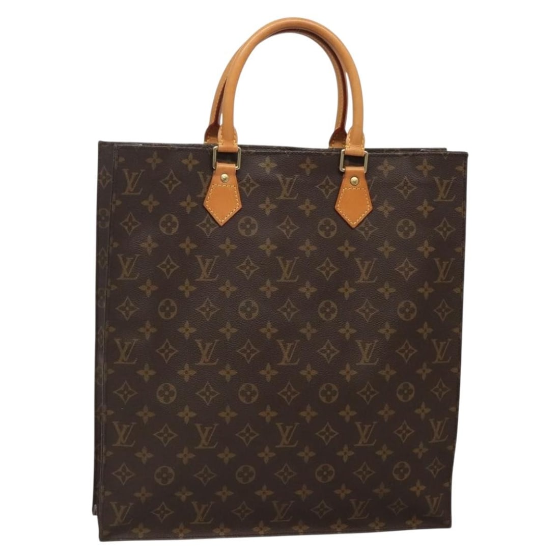 Authentic LOUIS VUITTON Monogram Sac Plat Hand Bag M51140 France (1 of 18)