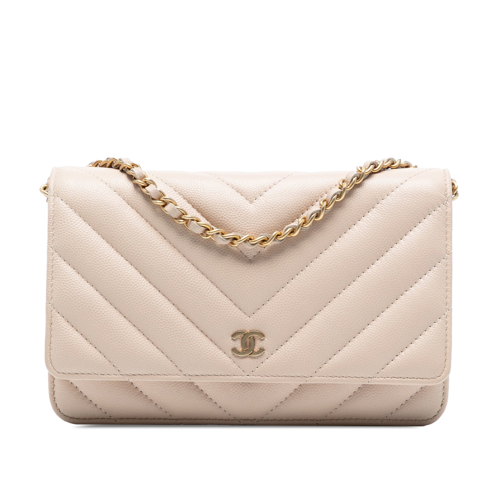 Chanel CC Chevron Caviar Ancient Greek Charms Wallet On Chain Brown (1 of 7)