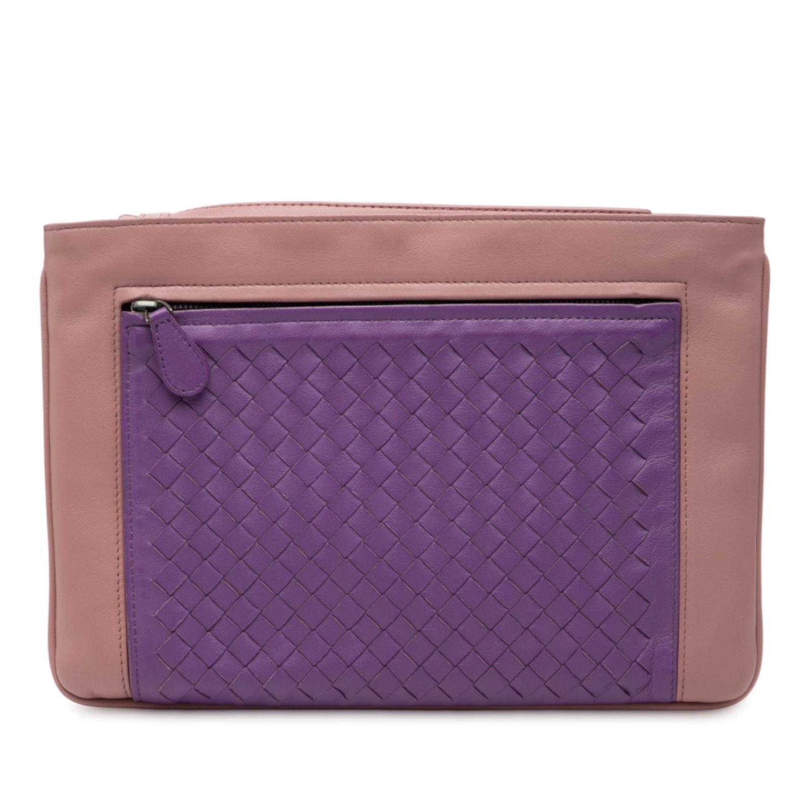 Intrecciato Leather Bicolor Wristlet Clutch by Bottega Veneta (1 of 7)
