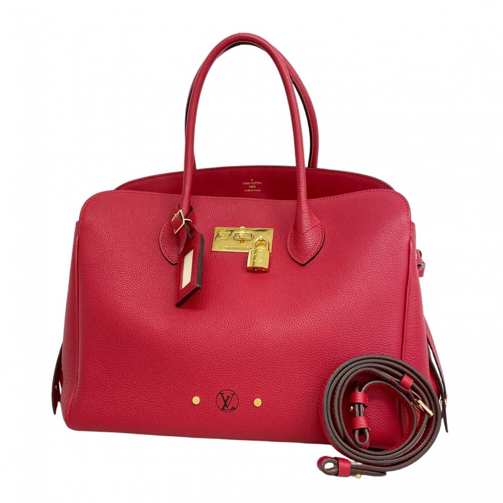 Red Leather Louis Vuitton Milla Handbag 25cm: Red Leather Louis Vuitton Milla Handbag 25cm This Louis Vuitton Milla handbag is crafted from red leather and designed for women. It is made in France and features a spacious interior. The bag is in g