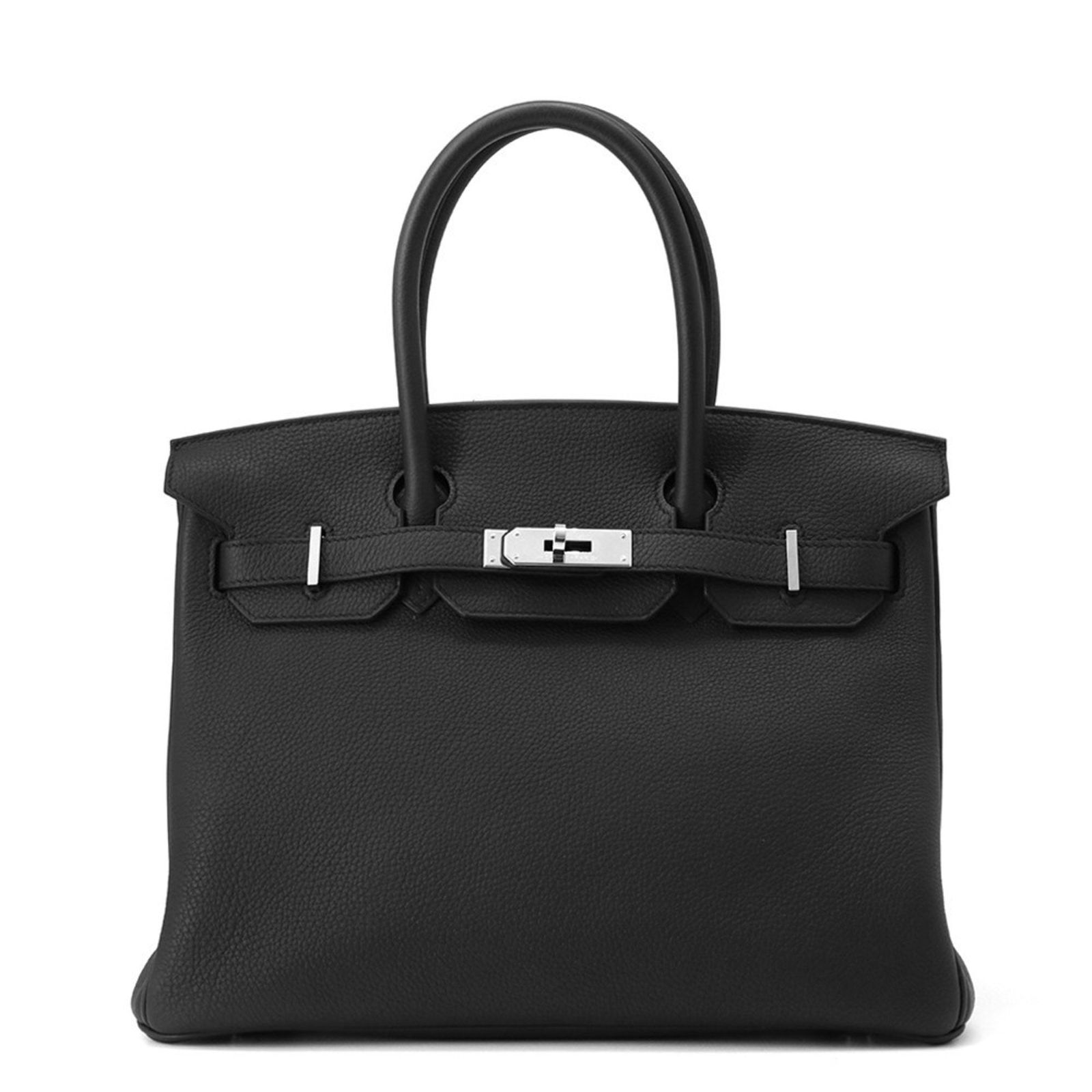 Black Leather Hermes Birkin 30 Handbag Made in France: Black Leather Hermes Birkin 30 Handbag Made in France This Hermes Birkin 30 handbag features a classic black leather construction with refined craftsmanship. Designed for women, it offers a structured