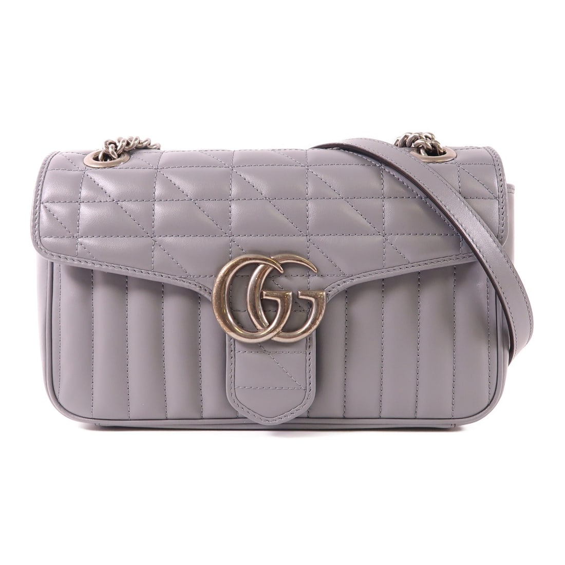 GUCCI GG Marmont Shoulder Bag Calfskin Leather Gray 443497 (1 of 14)