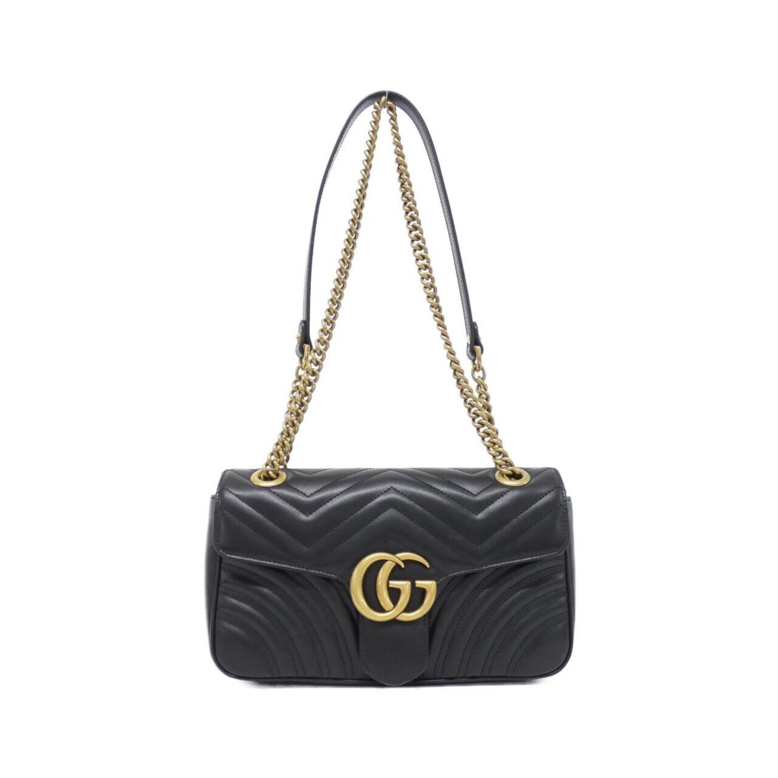 Black Leather GG Marmont Shoulder Bag by Gucci Italy (1 of 1)